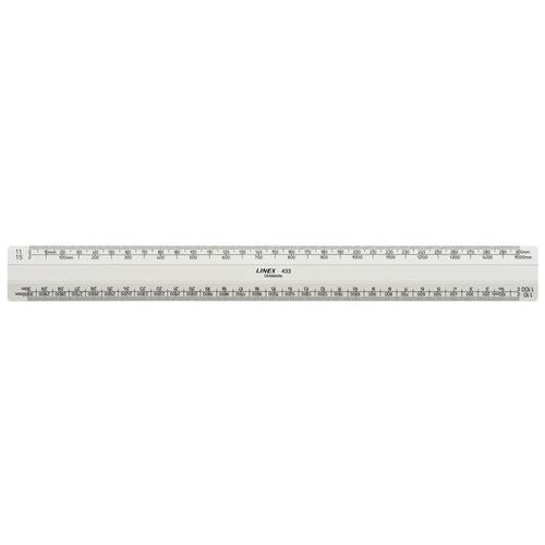White 30cm Linex Flat Scale Ruler 1:1-500 (Comes with colour coded inserts for ease of use) LXH 433
