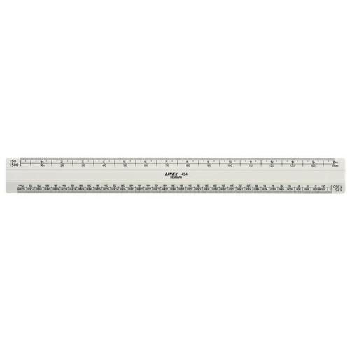 Linex Flat Scale Ruler 1:1 1:20-500 30cm White LXH 434
