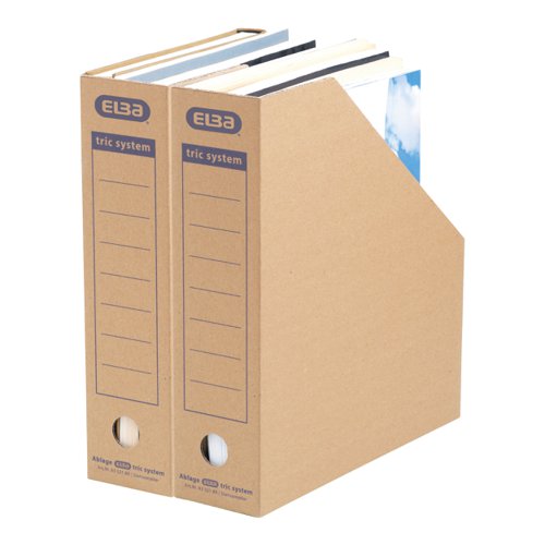 ELBA Box File TRIC System With Archive Imprint and Grip Hole Set of 12 A4 Format Natural Brown