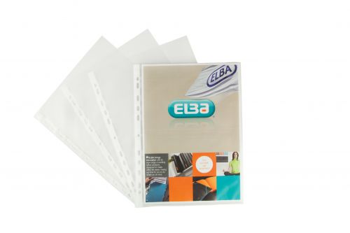 400002138 Elba A4 Embossed Punched Pockets Clear Spine