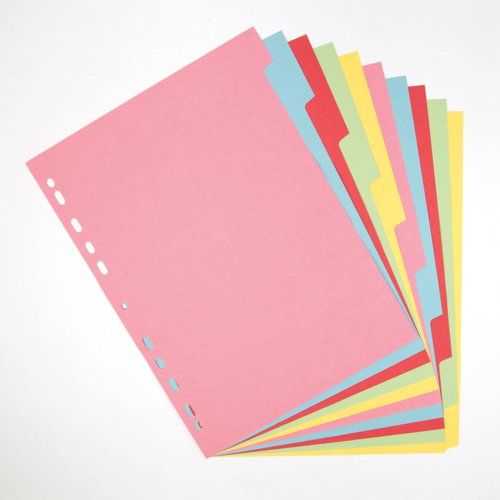 Elba-10 Part Card Divider Recycled Manilla A4 Assorted 400007246