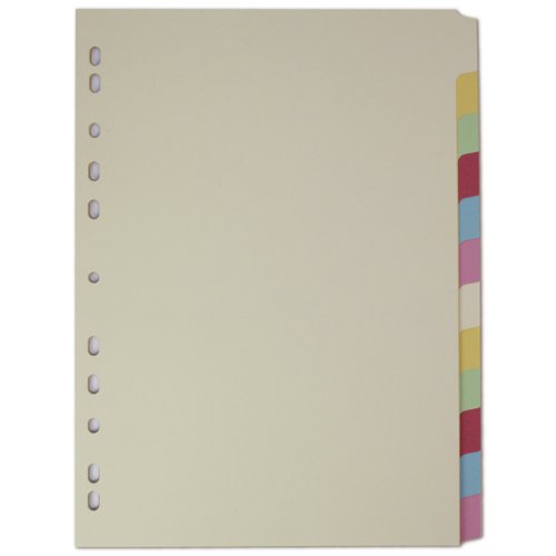 Elba A4 Coloured Card Dividers 12 Part