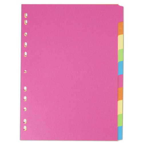 Elba 10-Part Manilla Bright Dividers 160gsm A4 Assorted 400008300 BX06426 Buy online at Office 5Star or contact us Tel 01594 810081 for assistance