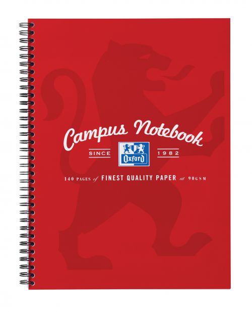 Oxford Campus Nbk Wbnd 90gsm Ruled Margin Perf Punched 4 Holes 140pp A4+ Assorted Ref 400013920 [Pack 5]