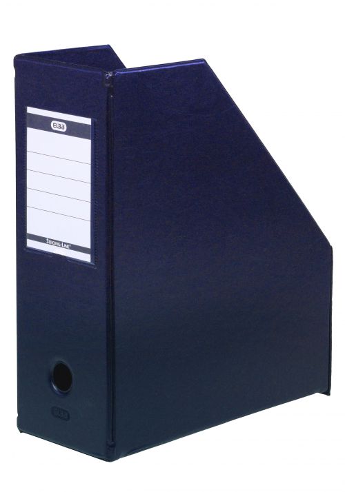 Magazine Rack File Plastic Jumbo 110mm A4 Blue [Pack 5]