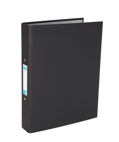 Elba Ring Binder A4+ 25mm Capacity 30mm Spine Paper On Board 2 O-Ring Black (Pack 10) 400033495