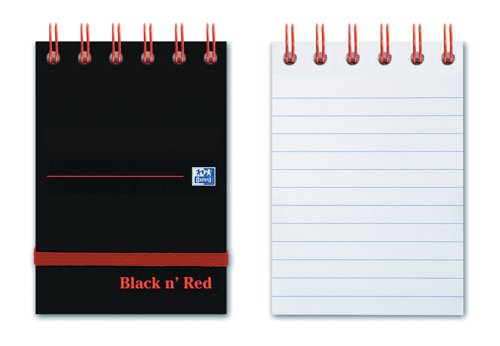 Black n Red A7 Wirebound Hard Cover Reporters Shorthand Notebook Ruled 140 Pages (Pack 5) - 400050435