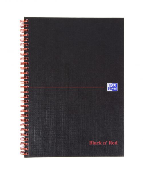 Black n Red B5 Wirebound Hard Cover Notebook 140 Pages Ruled Matt Black/Red (Pack 5)