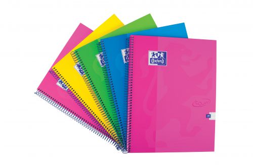 Oxford Touch A4 160 Page Wirebound Hardback Notebook Assorted (Pack of 5)