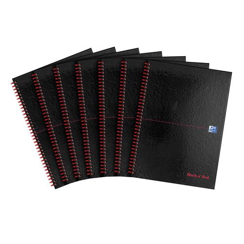 JD44042 Black n' Red Wirebound Hardback Notebook Ruled 140 Pages A4 (Pack of 5) Plus 2 FOC 400115985