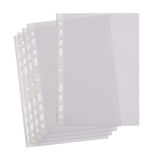 Value Punched Pockets A4 38 Micron Embossed with White Strip