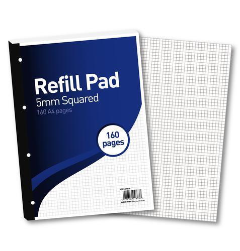 Pack Of 5 Pads Q Connect A4 Refill Pad Quadrille 5mm Squared Paper 33 80 Sheets Punched Holes