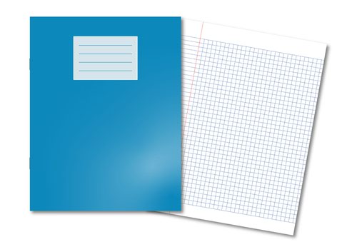 400136124 Oxford Exercise Book 229X178mm 5mm Squared and Margin 80 Pages/40 Sheets Light Blue 100 Per Carton
