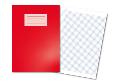 400136193 Oxford Exercise Book A4 5mm Squared and Margin 80 Pages/40 Sheets Red 50 Per Carton
