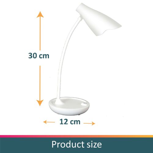 19895HB | This simple design lamp is ideal for small individual offices. Its flexible arm can be rotated 360 °. You can easily adjust the direction of the light towards your work area. Its compact size and light weight will allow you to carry it anywhere.