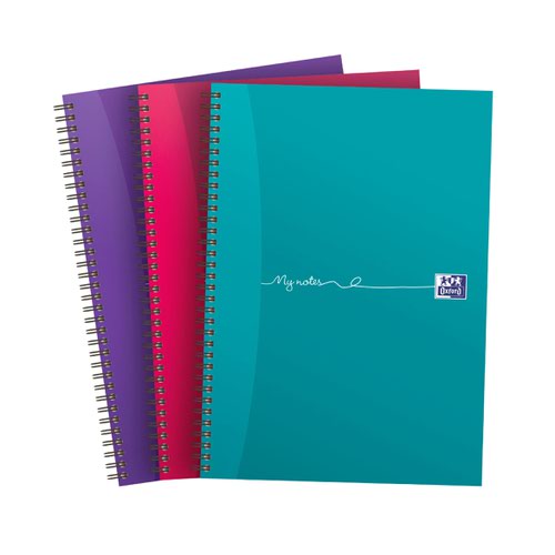 Oxford Mynotes Twinwire Notebook 200 Pages A4 Assorted (Pack 3) 400159501