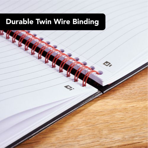 Black n Red A4 Wirebound Hard Cover Notebook Ruled 140 Pages Black/Red (Pack 5)  | County Office Supplies