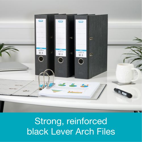 Elba 80mm Lever Arch File A4 Marbled Black (Pack of 10) 100081009