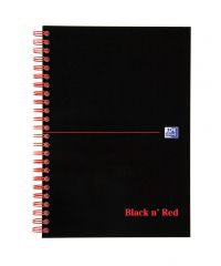 Black n Red Notebook Card Cover Wirebound 90gsm Ruled and Perforated 100pp A5 Ref 100080155 [Pack 10]