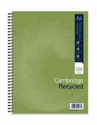 Cambridge Recycled Nbk Wirebnd 70gsm Ruled Margin Perf Punched 4 Holes 200pp A4+ Ref 100080423 [Pack 3]
