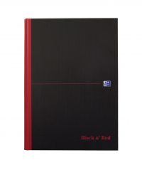 Pack of 5 100 Black n Red Casebound Hardback Notebook 192 Pages A5 Ruled Feint 