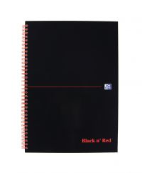 Black n' Red Ruled Wirebound Hardback Notebook A4 (Pack of 5) 846350115