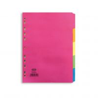 Elba Bright Subject Dividers 5-Part Card Multipunched Recyclable 160gsm A4 Assorted Ref 400008249