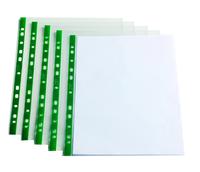 ValueX Punched Pocket A4 Glass Clear 50 micron Green Reinforcing Strip (Pack 100) - 400050896