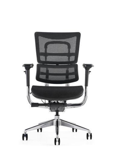 i29 Ergonomic Polished Knee Tilt Mechanism Black Soft Weave Back & Seat Chair with 4D Adjustable Arms