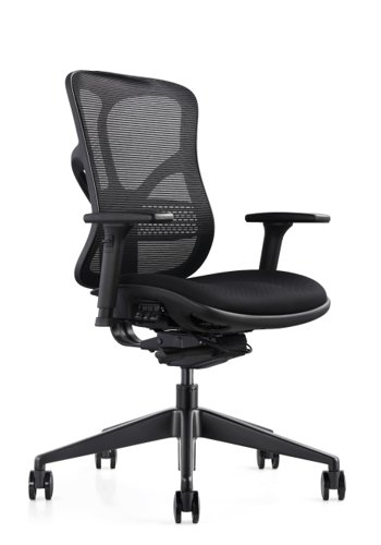 F94 101 Series Ergonomic Synchronised Mechanism Black Soft Weave Back & Upholstered Seat Chair with 3D Adjustable Arms [Stealth Edition]