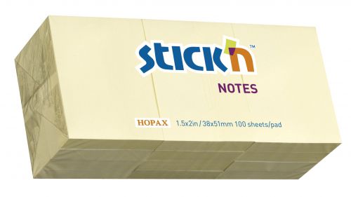 Super Saver Stickn Notes 38x51mm 100 Sheets Pastel Yellow (Pack 12)