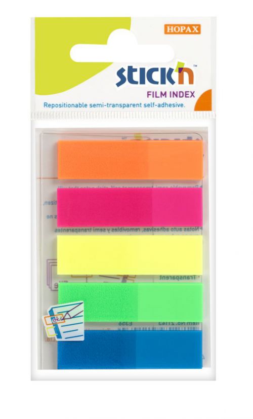 Super Saver Stick'n Repositionable Index Flags 12x45mm Neon in 5 Assorted Colours (25 each)
