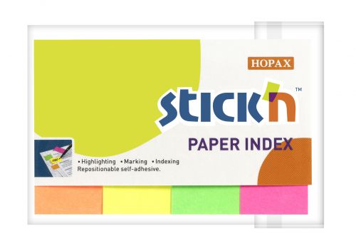 ValueX Paper Index Flags Repositionable 20x50mm 4x50 Tabs Neon Assorted Colours (Pack 200) 21205