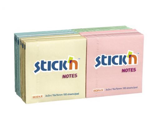 Super Saver Stickn Notes 76x76mm 100 Sheets Pastel Colours (Pack 12)