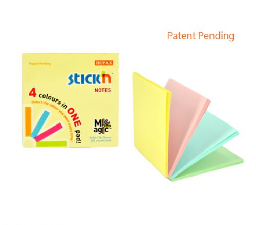 Stickn Magic Pad 76x76mm 4 Pastel Colours 100 sh/pad PK12