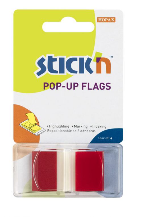 Valuex Pop-Up Flags Page Markers 45x25mm Red (Pack 50) - 26021