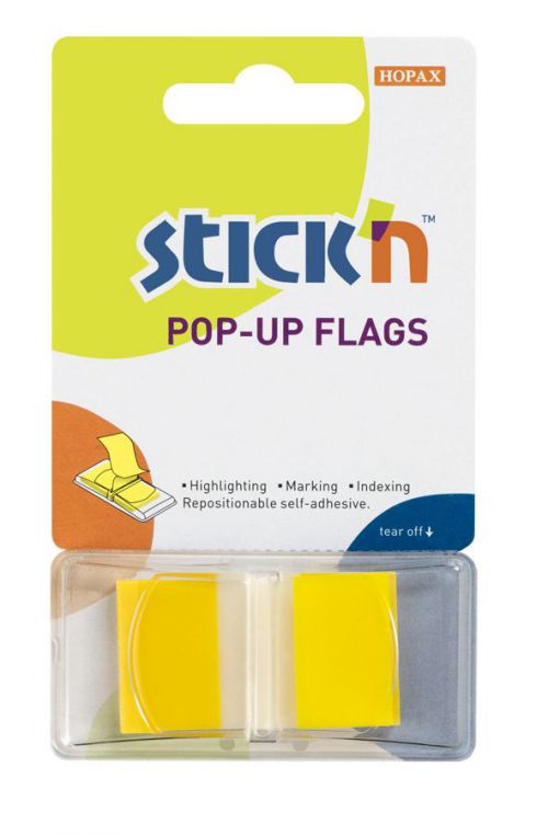 Super Saver Stick'n Index Flags Repositionable 25x45mm Yellow