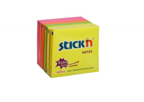 41899HP - ValueX Extra Sticky Notes 76x76mm 90 Sheets Neon Colours (Pack 6) EH7648 - 21679