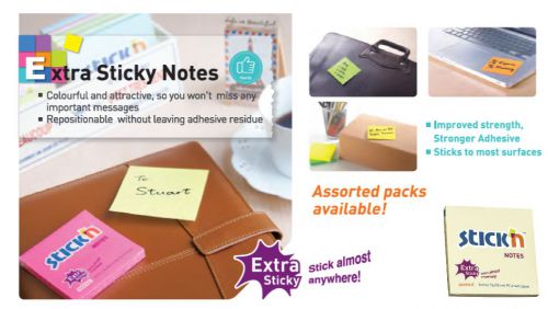 ValueX Extra Sticky Notes 76x76mm 90 Sheets Neon Colours (Pack 6) EH7648