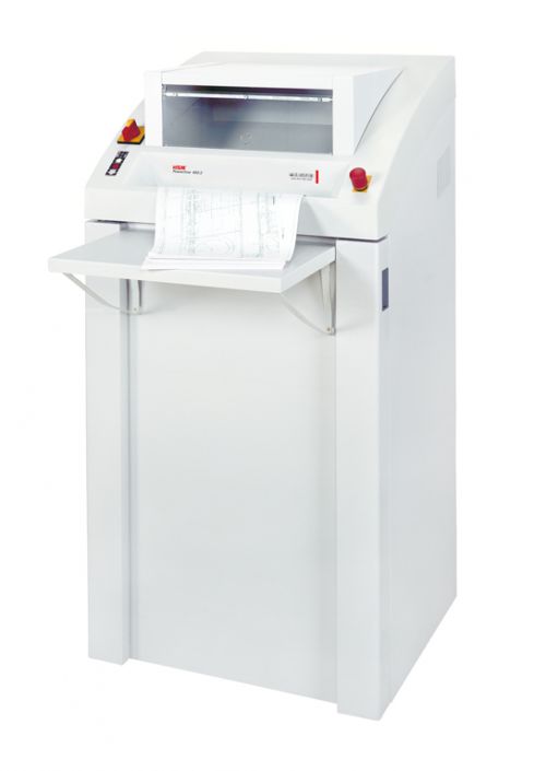 Powerful and durable. This large document shredder provides for data security in archives or central stations for document shredding.
