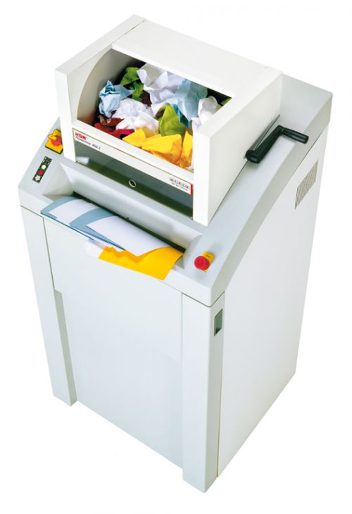 Powerful and durable. This large document shredder provides for data security in archives or central stations for document shredding.