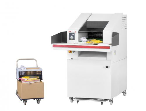 The top model of the large document shredder series HSM Powerline. This powerhouse is perfect for the shredding of large quantities in archives or central document shredding stations.