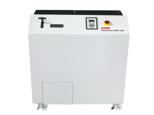 The hard drive shredder HSM Powerline HDS 150 destroys digitial media devices in a safe and economical way - and is data protection compliant as well.