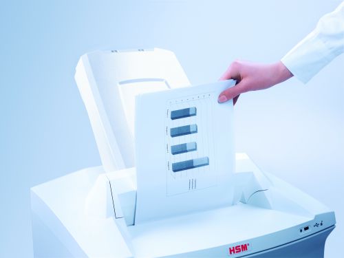 The simple and convenient method of data destruction for work groups. The document shredder with an automatic paper feed and lockable stack protects inserted stacks of paper from unauthorised access and shreds stacks of paper with up to 500 sheets of paper as well as single sheets of paper easily whilst saving you time.