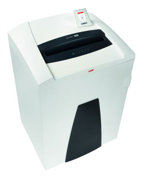 1873121 | The top document shredder of the HSM SECURIO line with IntelligentDrive and touch display. This powerhouse with 205 litres of collection volume reliably processes large amounts of paper and is therefore optimal as a department document shredder.