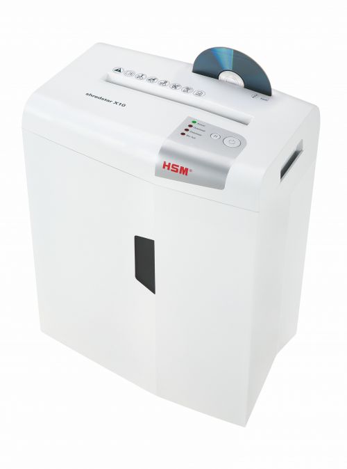 1045811 | Professional data protection in the workplace. This convenient home office document shredder with particle cut and separate CD cutting unit shreds files and CDs/DVDs securely.For full details of promotion and to claim visit - www.hsm.eu/voucher-promotion