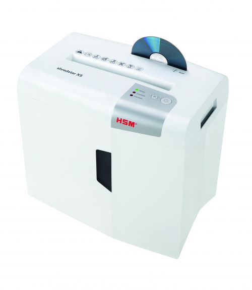 1043821 | Data protection for the home or the small office. This modern and compact particle cut document shredder with a separate CD cutting unit shreds data in the workplace.