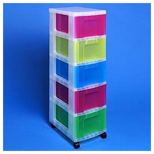 Really Useful Storage Tower Polypropylene 5x12L Drawers W300xD420xH690mm Clear/Assorted