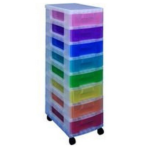 Really Useful Storage Tower Polypropylene 8x7L Drawers Clear/Assorted Parts Containers AS1516