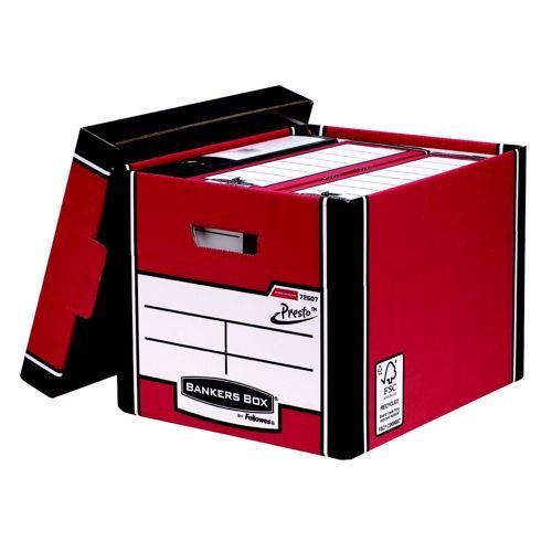 Fellowes Bankers Box Premium Presto Tall Storage Box Red/White 10